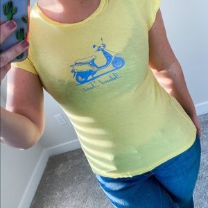 J. Crew Yellow Tee with Blue Scooter Print